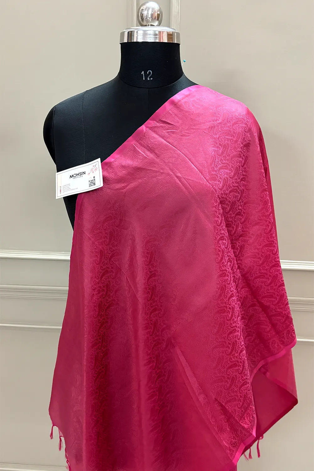 Pink Resham Zari Silk Banarasi Stole