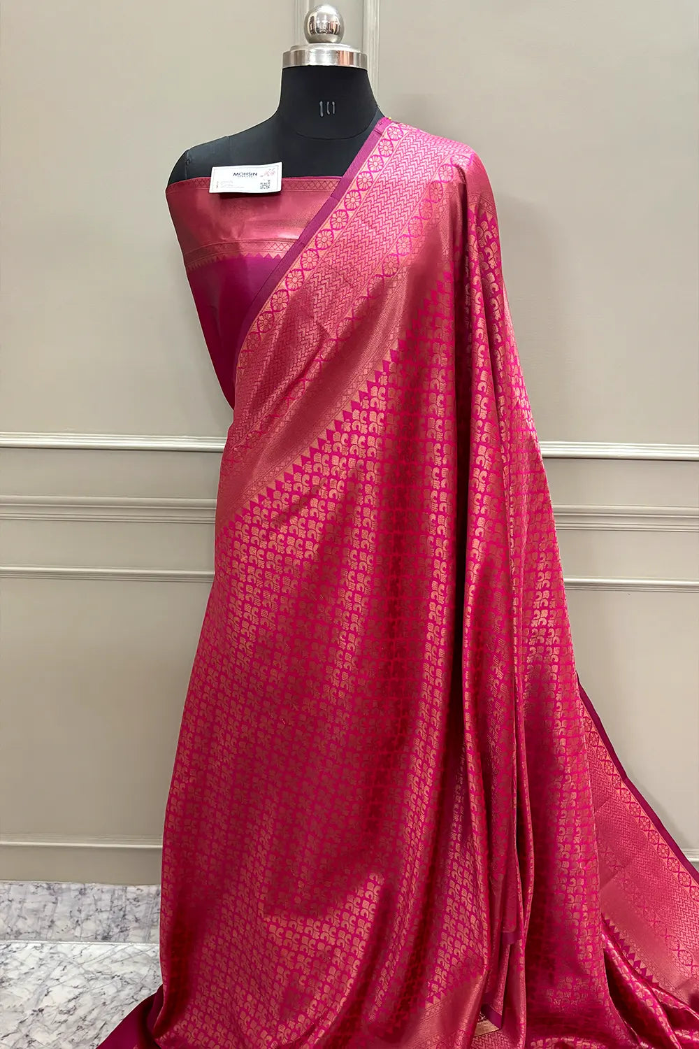 Pink Resham Zari Silky Banarasi Saree