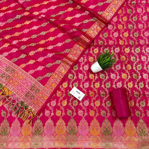 Pink Sindhuri Phool Resham Silk Banarasi Suit