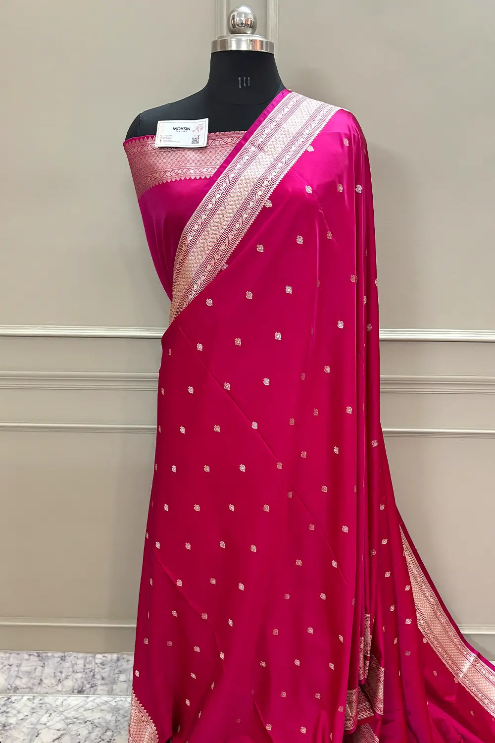 Pink Wazir Buti Katan Silk Banarasi Saree