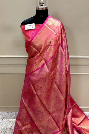 Pink Zari Banarasi Silk Saree