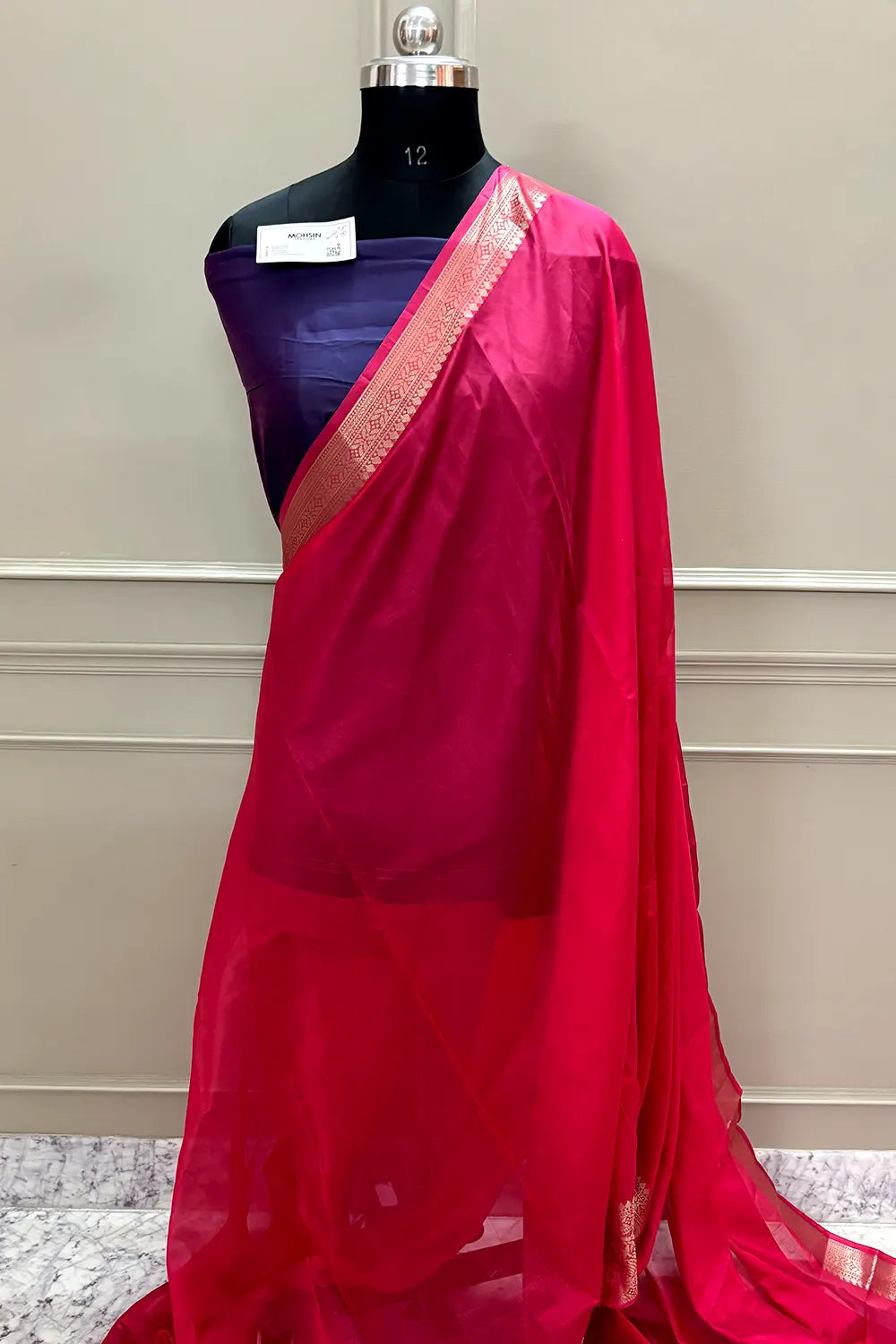 Pink and Auda Resham Silky Banarasi Saree