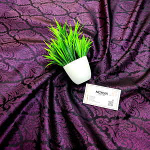 Purple Brocade Satin Silk Banarasi Fabric