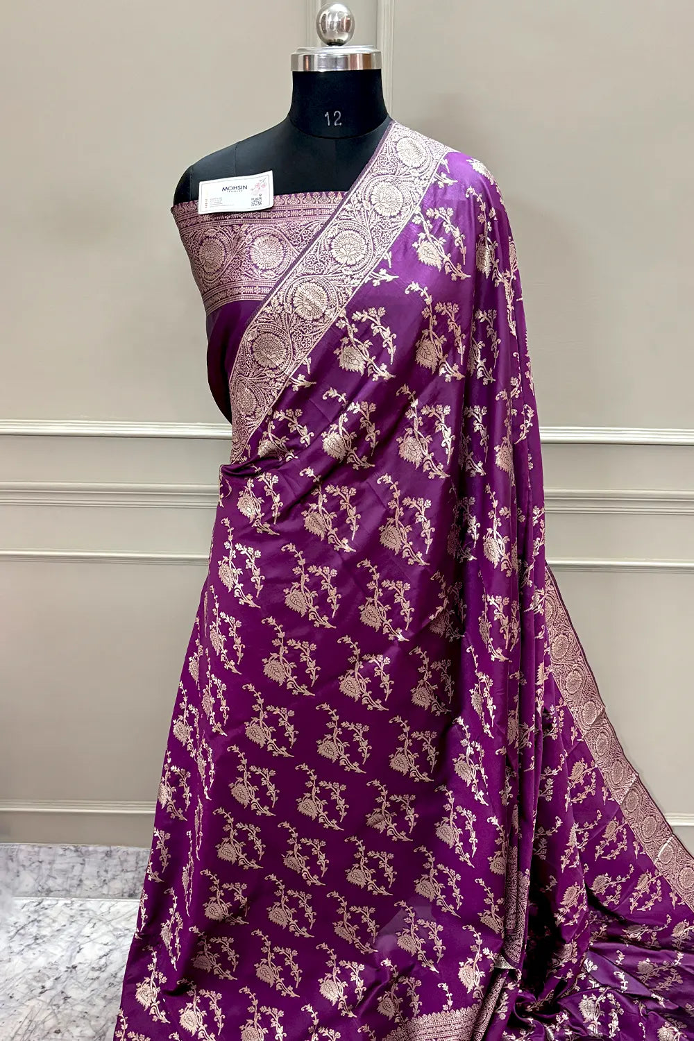 Purple Golden Zari Banarasi Silk Saree