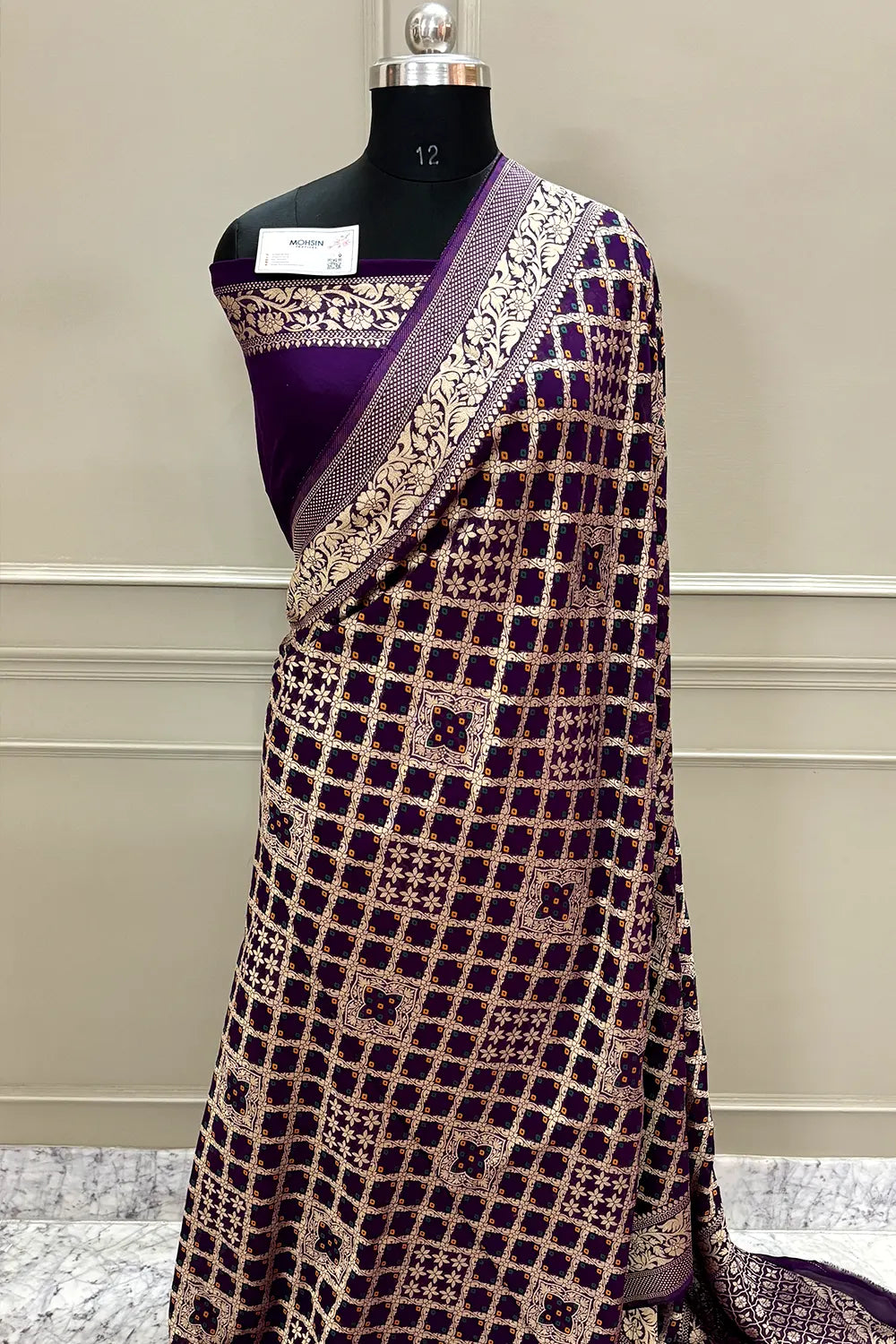 Purple Golden Zari Georgette Silk Banarasi Saree