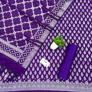 Purple Golden Zari Georgette Silk Banarasi Suit