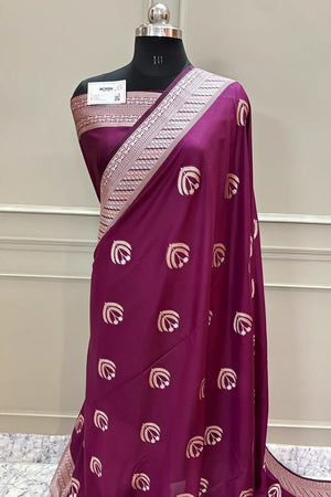 Purple Golden Zari Katan Silk Banarasi Saree