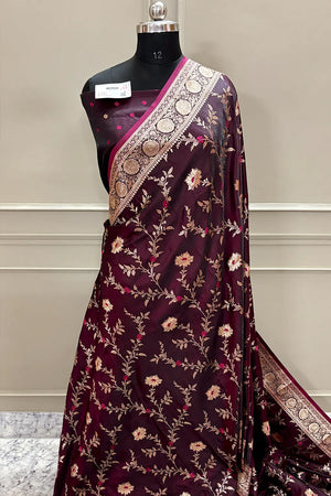 Purple Golden Zari Katan Silk Banarasi Saree