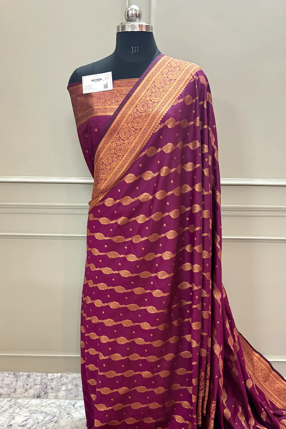 Purple Golden Zari Silky Banarasi Saree