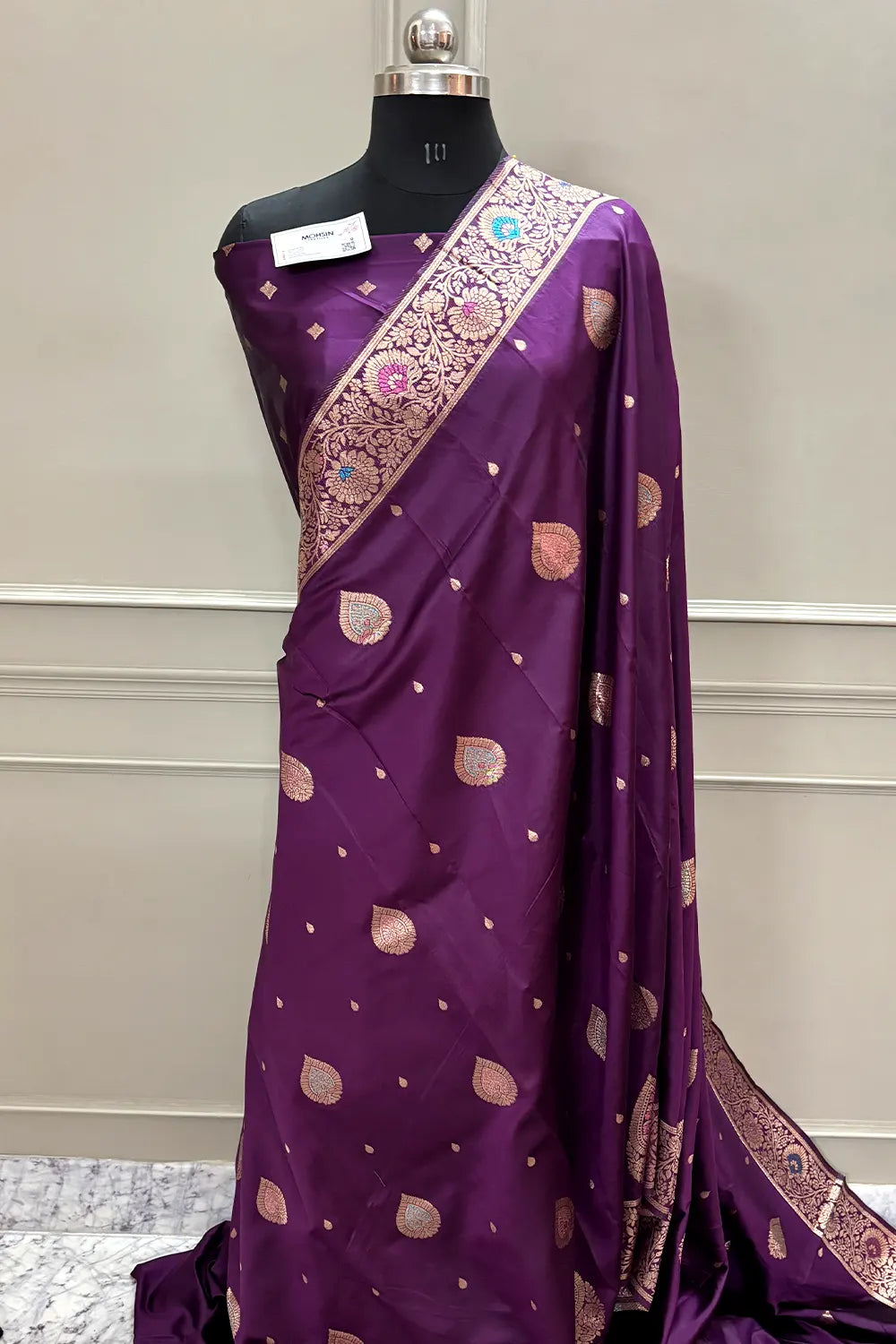 Purple Golden Zari Silky Banarasi Saree
