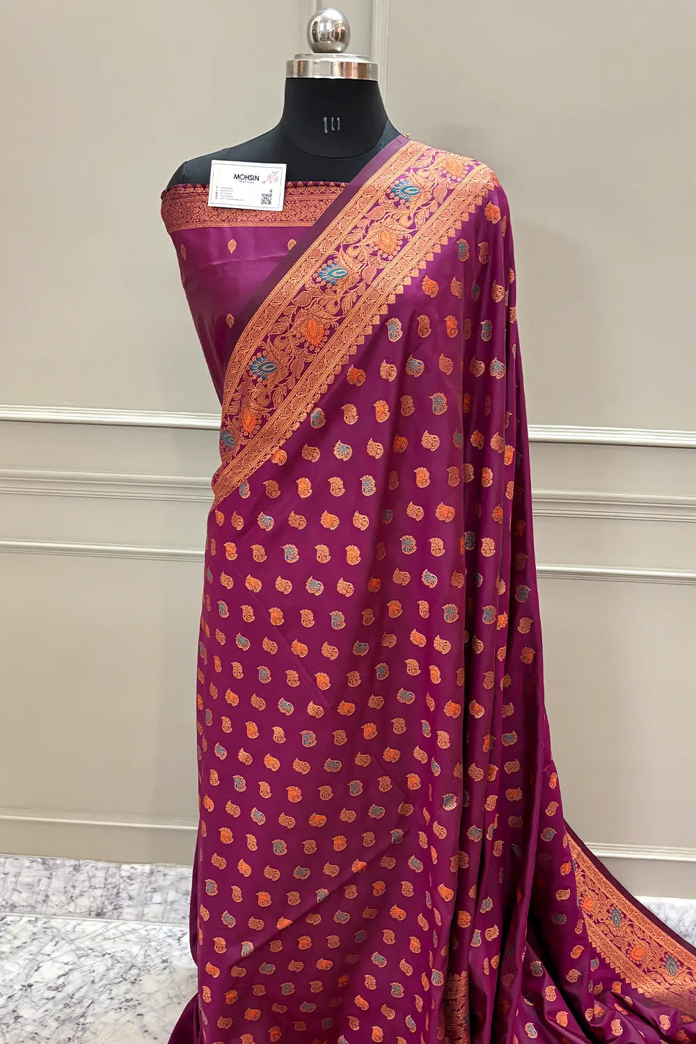 Purple Golden Zari Silky Banarasi Saree