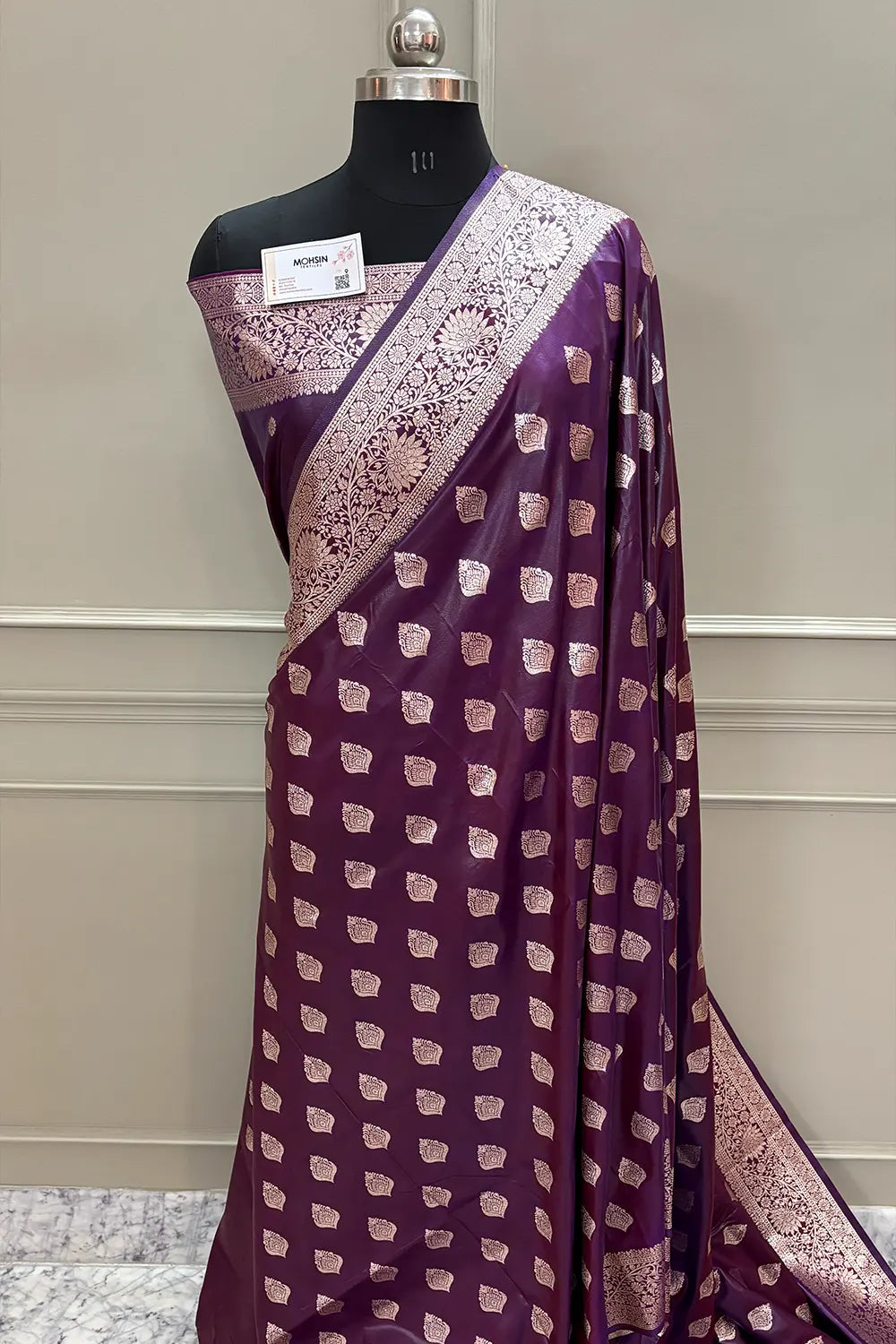 Purple Golden Zari Silky Banarasi Saree