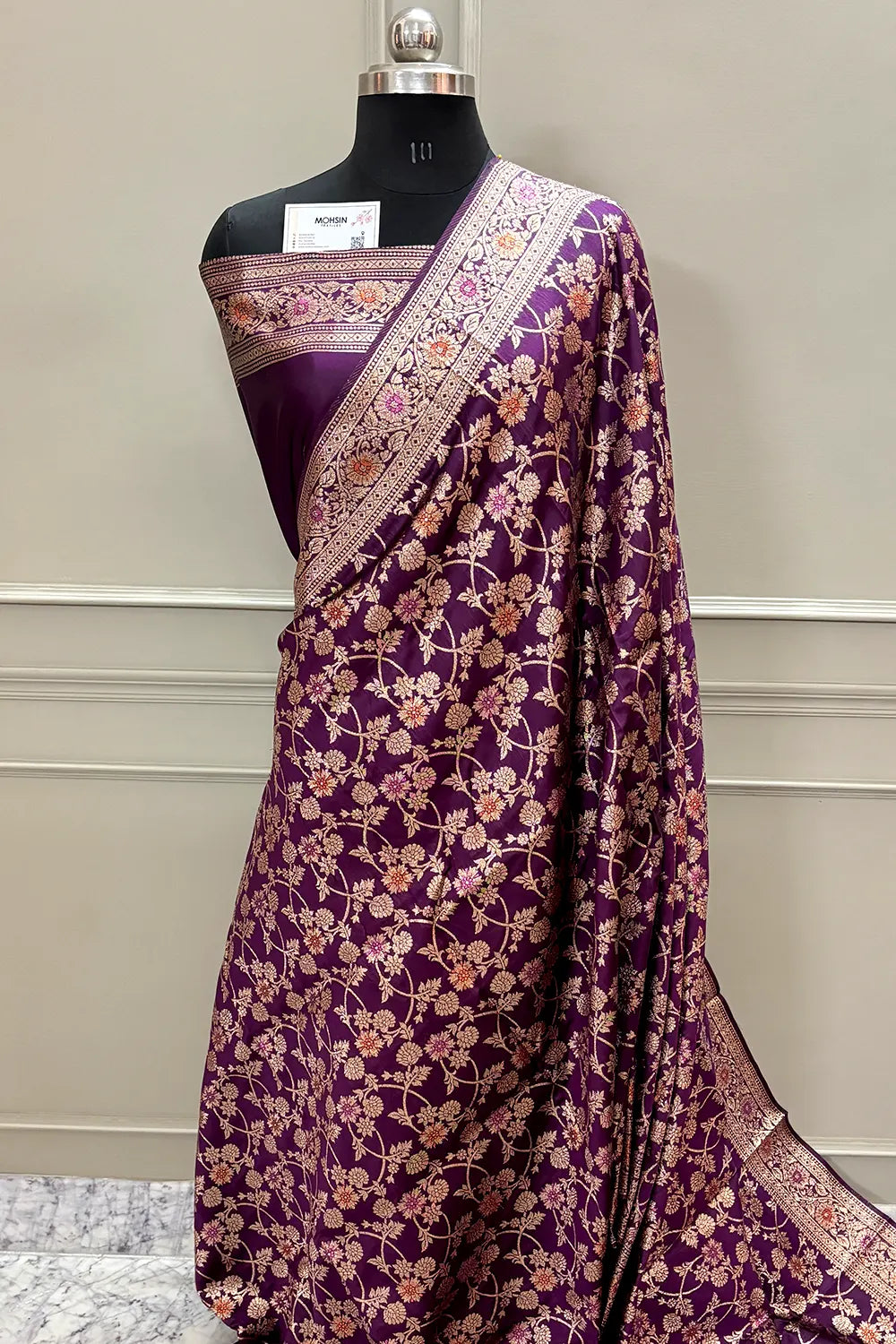 Purple Golden Zari Silky Banarasi Saree