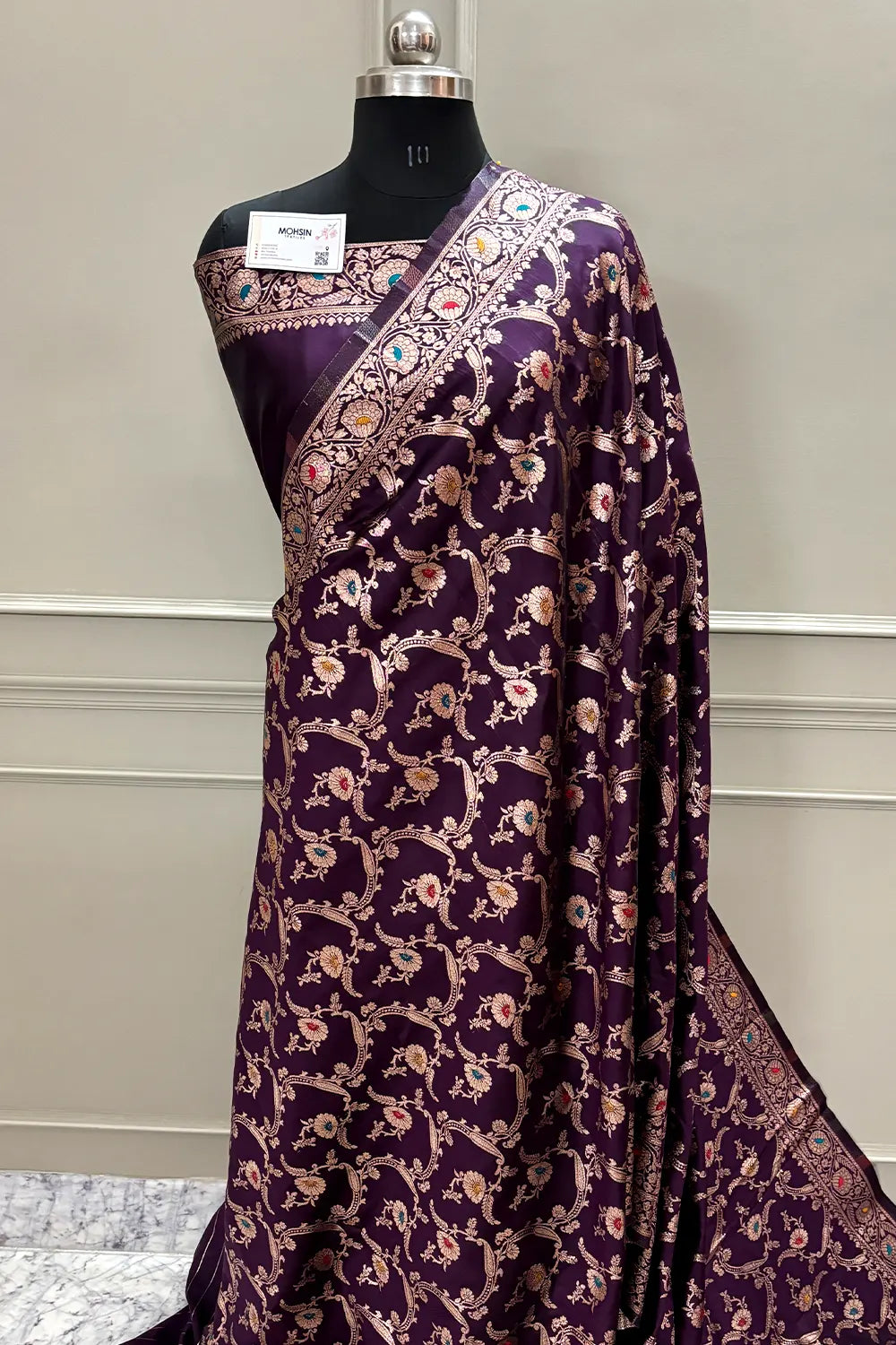 Purple Golden Zari Silky Banarasi Saree