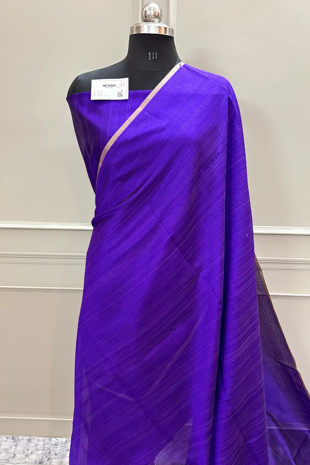 Purple Plain Dupion Silk Banarasi Saree