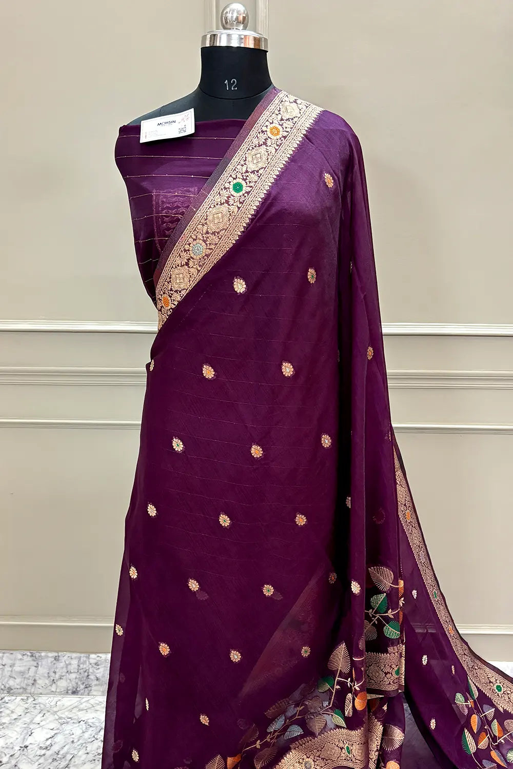 Purple Resham Zari Dupion Silk Banarasi Saree
