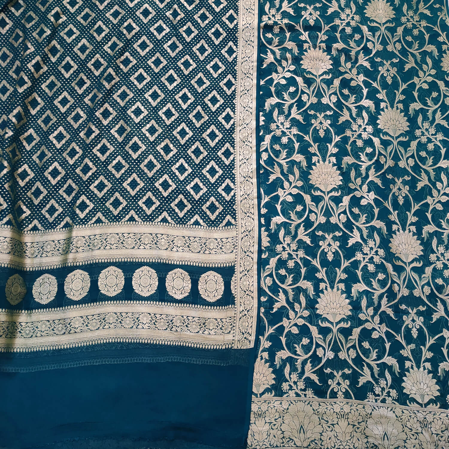 Pink Pure Khaddi Georgette Chiffon Unstitched Banarasi Suit