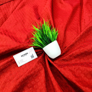 Red Brocade Cotton Silk Banarasi Fabric