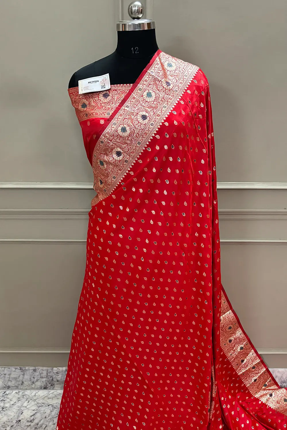 Red Golden Zari Katan Silk Banarasi Saree