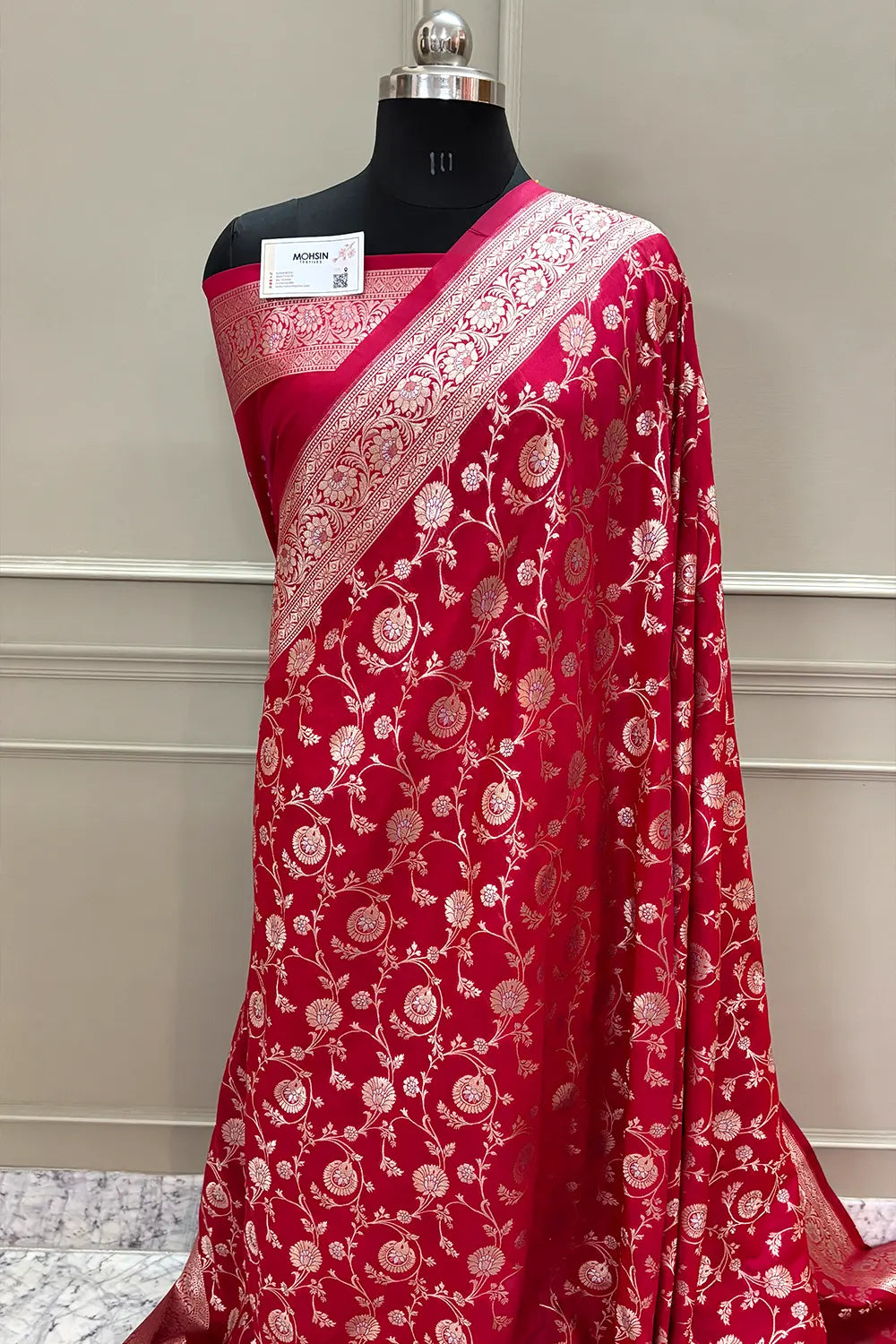 Red Golden Zari Katan Silk Banarasi Saree