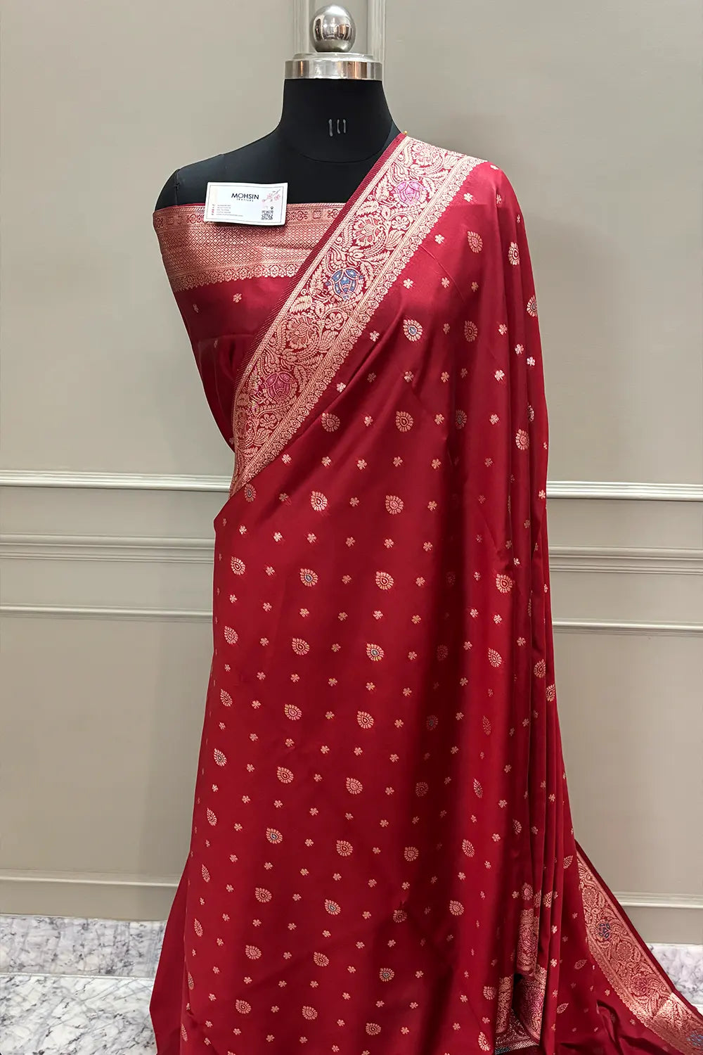 Red Resham Zari Silky Banarasi Saree