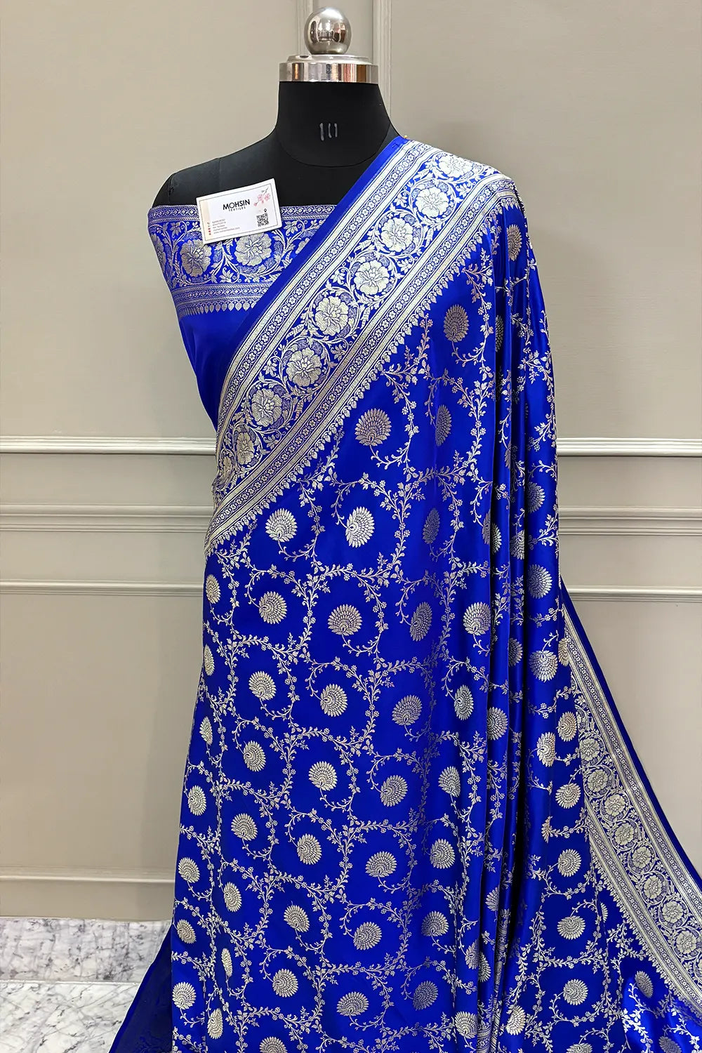 Royal Blue Pankhuri Jaal Katan Silk Banarasi Saree
