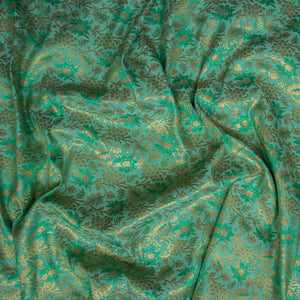 Sea Green Handloom Katan Brocade Silk Fabric