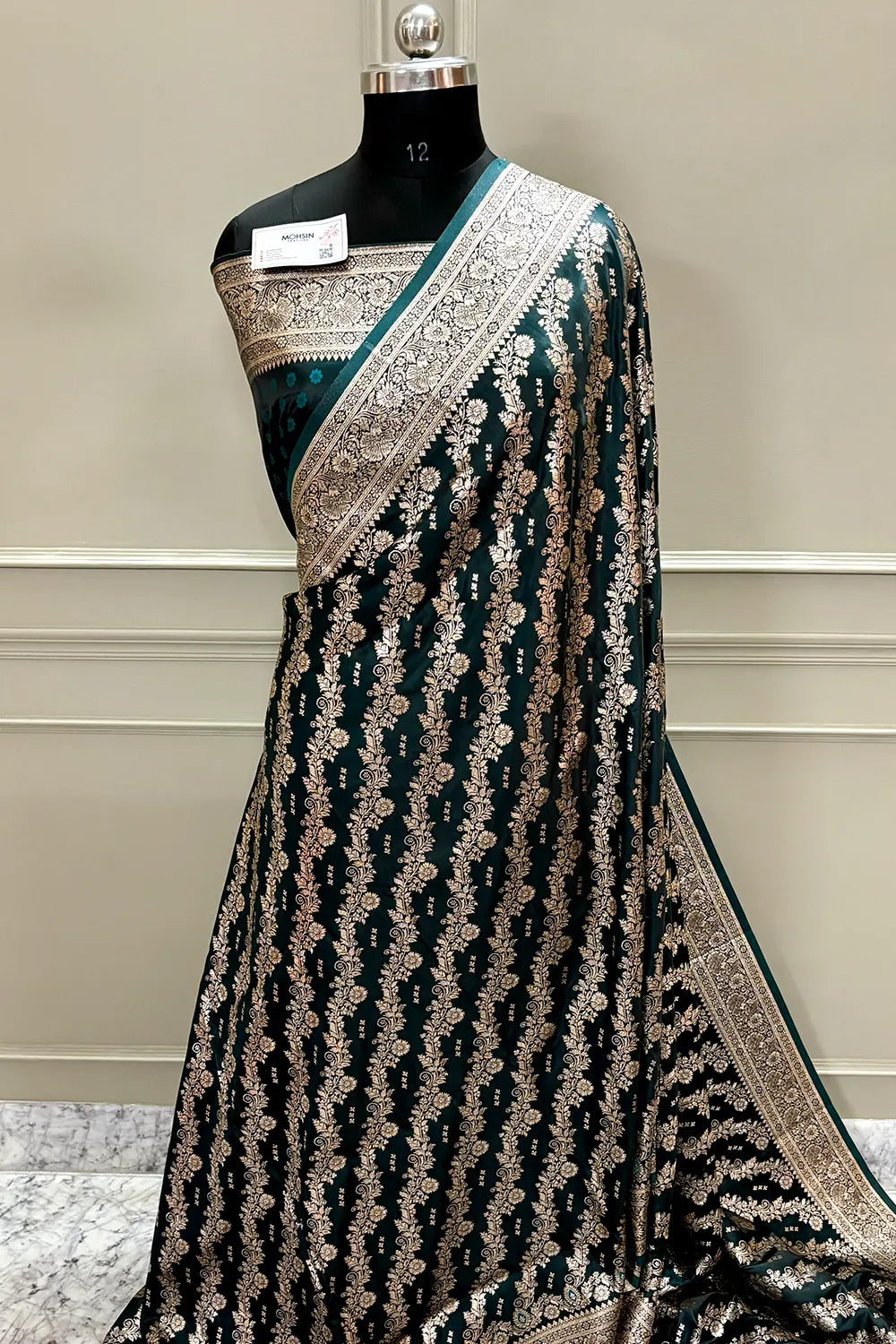 Teal Golden Zari Katan Silk Banarasi Saree