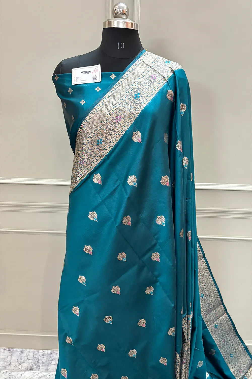 Teal Resham Zari Silky Banarasi Saree