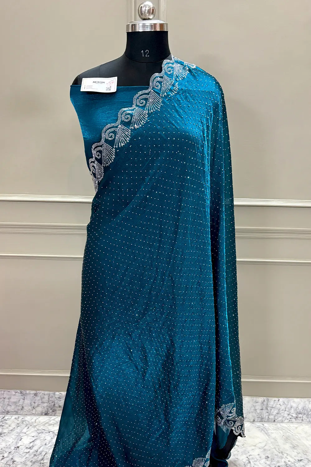Teal Siroski Stone Jimmy Choo Saree