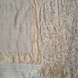 White Dyeable Handloom Georgette Silk Banarasi Suit