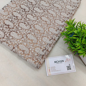 White Pushtaini Carry Shimmer Silk Banarasi Fabric