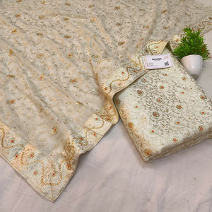 White Stone Work Kimkhab Silk Banarasi Gharara