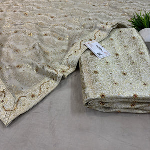 White Stone Work Kimkhab Silk Banarasi Gharara