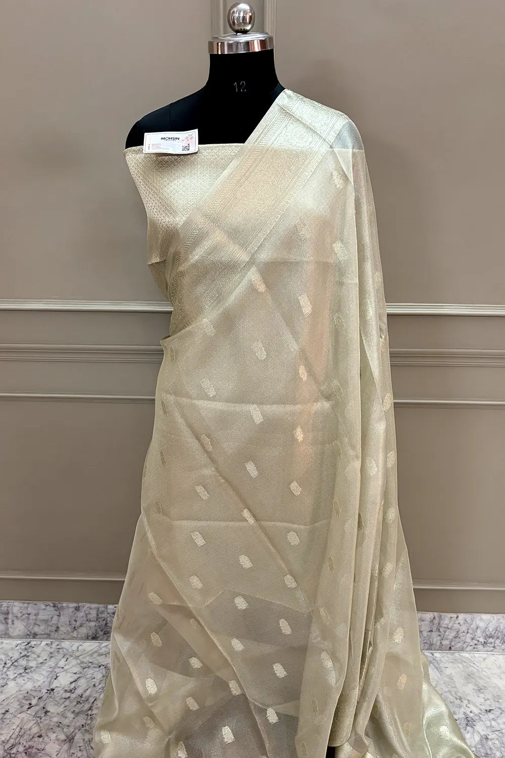 White Zari Tissue Silk Banarasi Saree