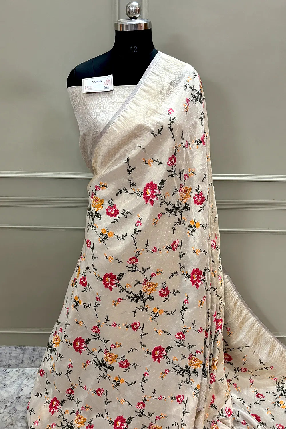 White Zari Tissue Silk Banarasi Saree