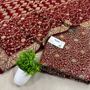 Wine Stone Work Kimkhab Silk Banarasi Gharara