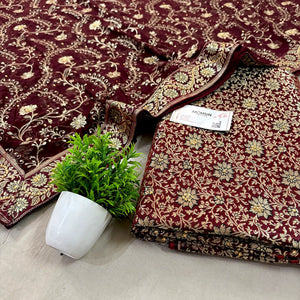 Wine Stone Work Kimkhab Silk Banarasi Gharara