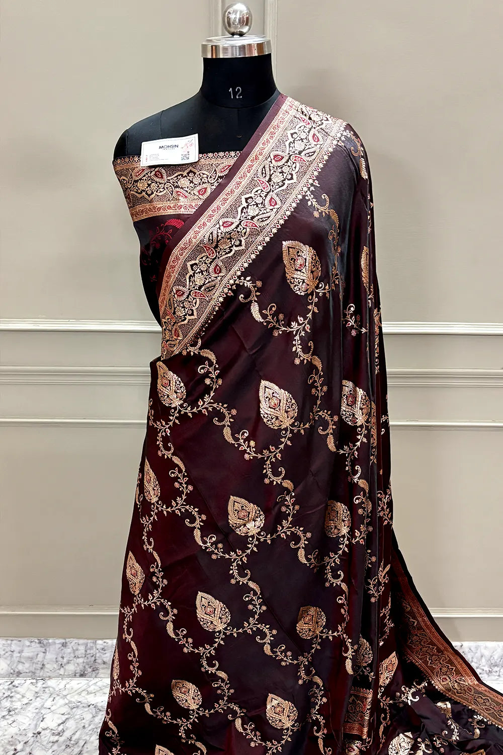 Wine Zari Katan Silk Banarasi Saree