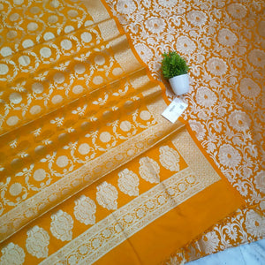 Yellow Champa Jaal Katan Silk Banarasi Suit