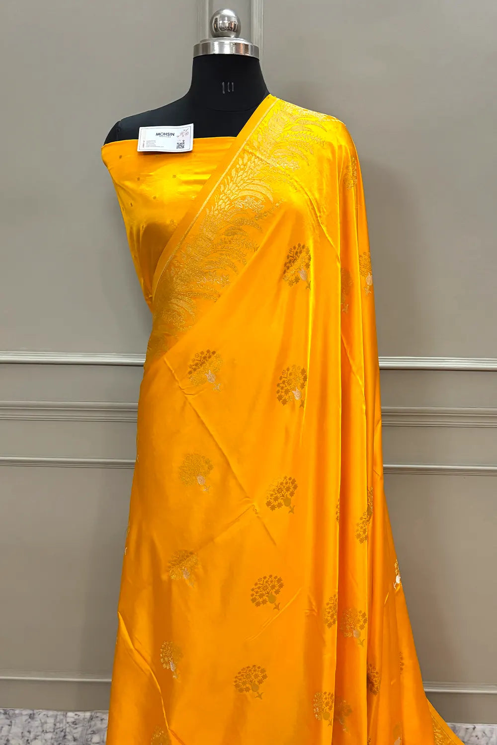 Yellow Golden Zari Katan Silk Banarasi Saree