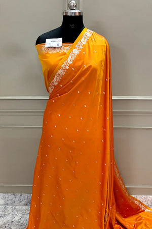 Yellow Golden Zari Katan Silk Banarasi Saree