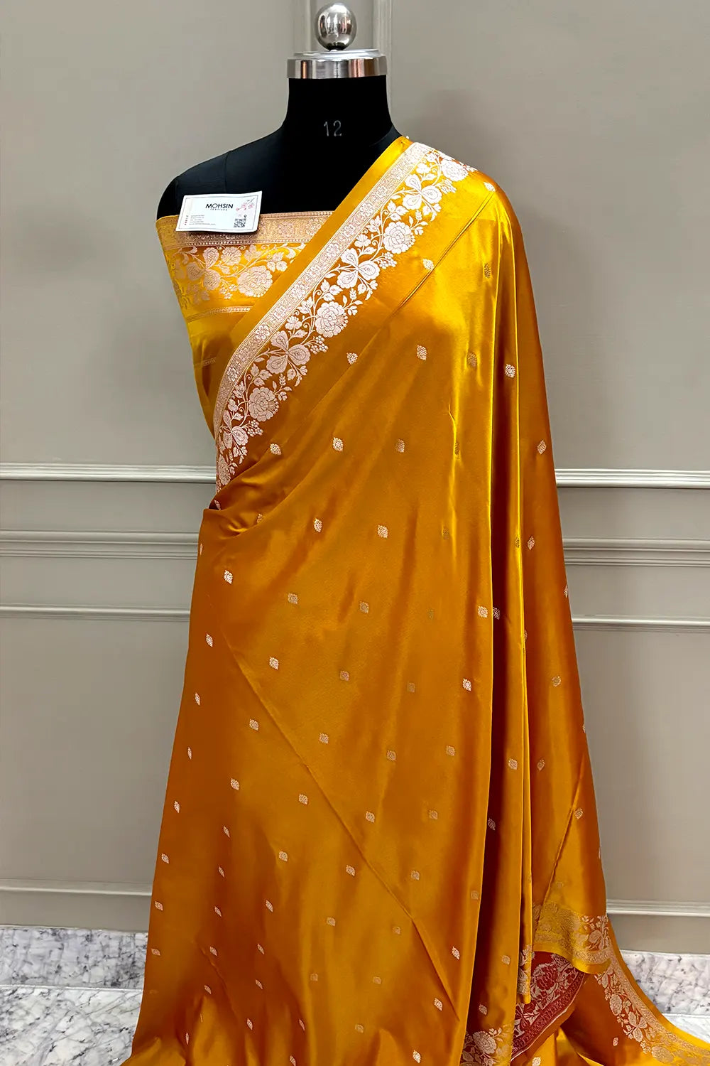 Yellow Golden Zari Katan Silk Banarasi Saree