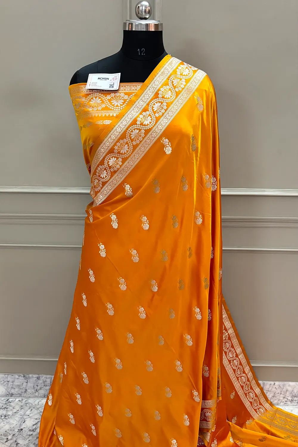Yellow Golden Zari Katan Silk Banarasi Saree