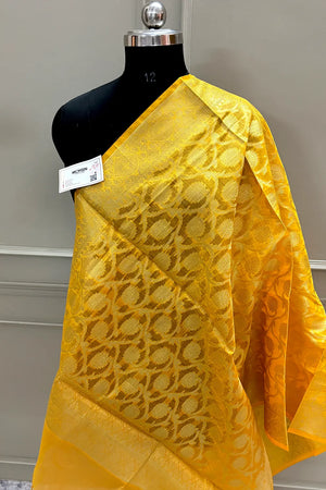 Yellow Golden Zari Banarasi Silk Dupatta