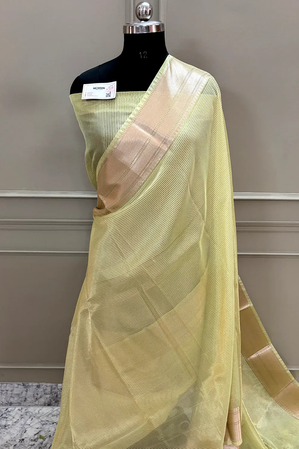 Yellow Zari Tissue Silk Banarasi Saree