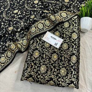 Black Stone Work Kimkhab Silk Banarasi Gharara