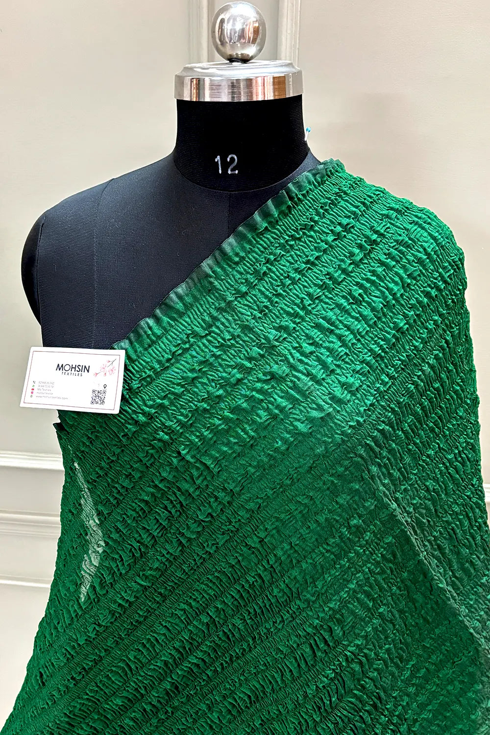 Bottle Green Crush Banarasi Silk Dupatta