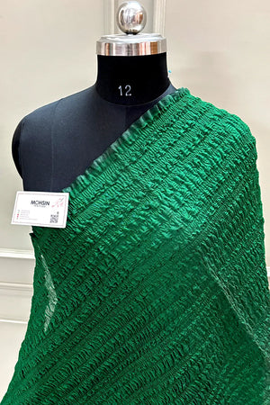 Bottle Green Crush Banarasi Silk Dupatta