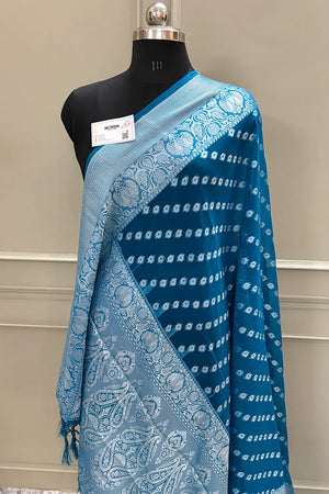 Firozi Resham Zari Georgette Silk Banarasi Saree